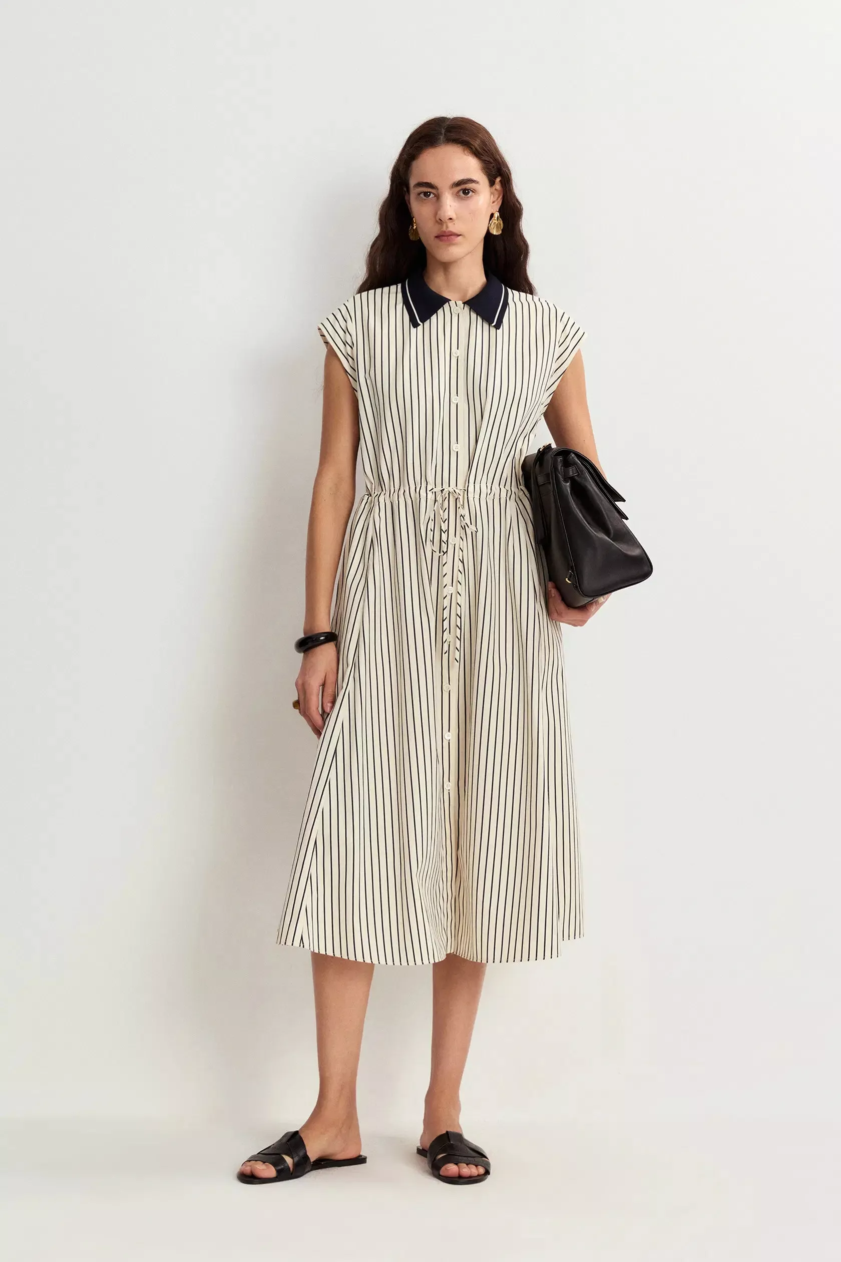 Rosent Stripe Dress in Cotton Poplin