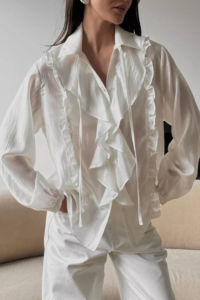 RUFFLE TIE BLOUSE