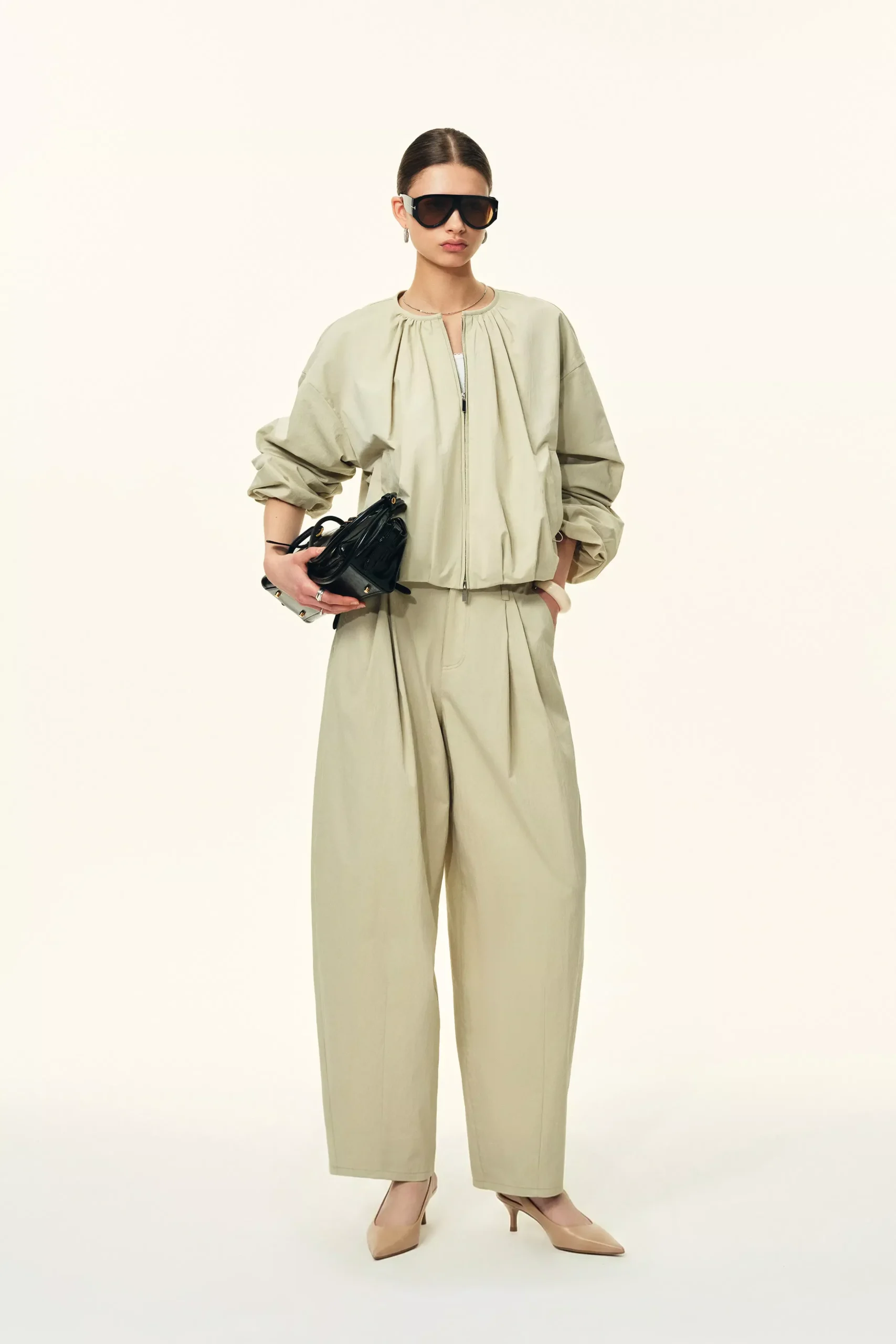 Sana Parachute Bomber Jacket in Cotton Nylon Blend