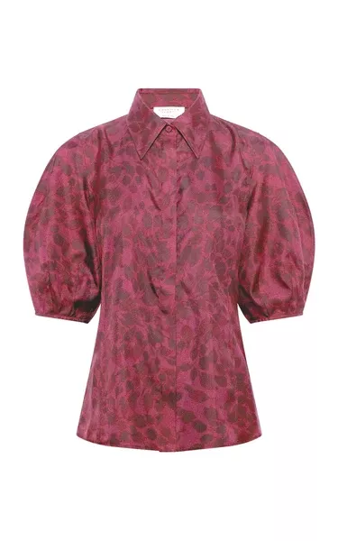 Sansi Top in Fuchsia Printed Silk Twill
