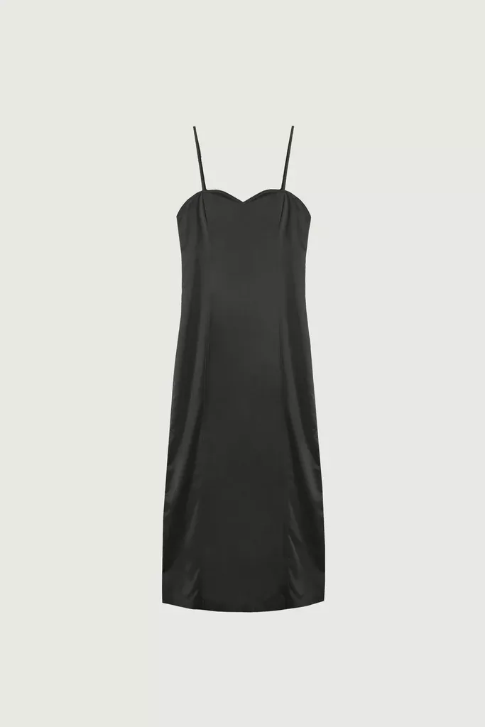 SATIN SWEETHEART MIDI DRESS