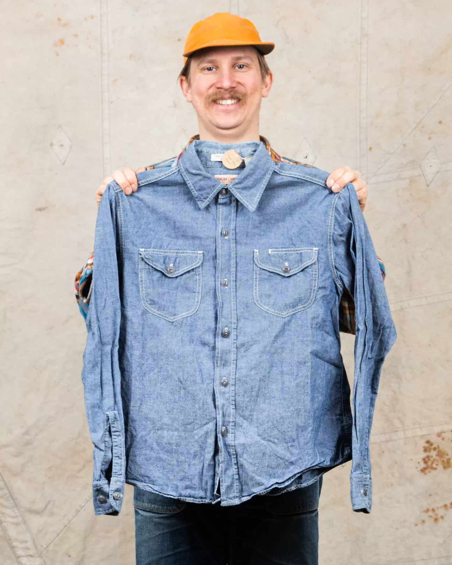 Second Hand Sugar Cane Co. Blue Chambray Work Shirt Size Small