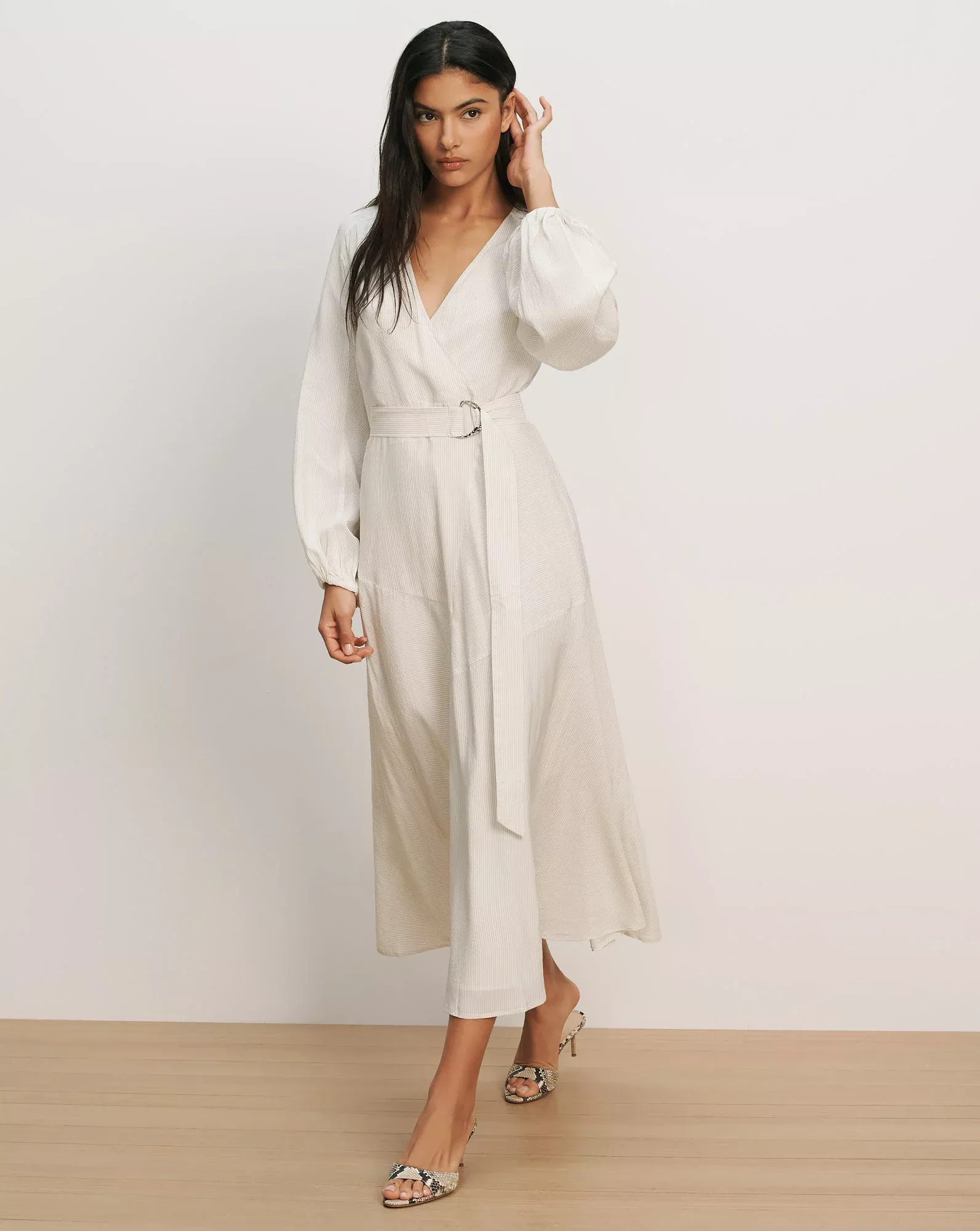 Seneca Bishop-Sleeve Midi Dress