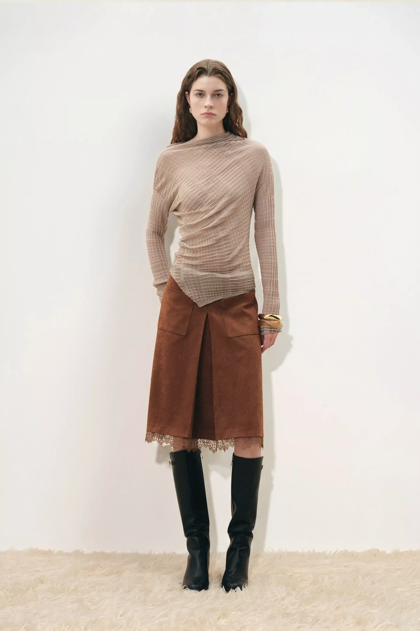 Severine Runched Sheer Top
