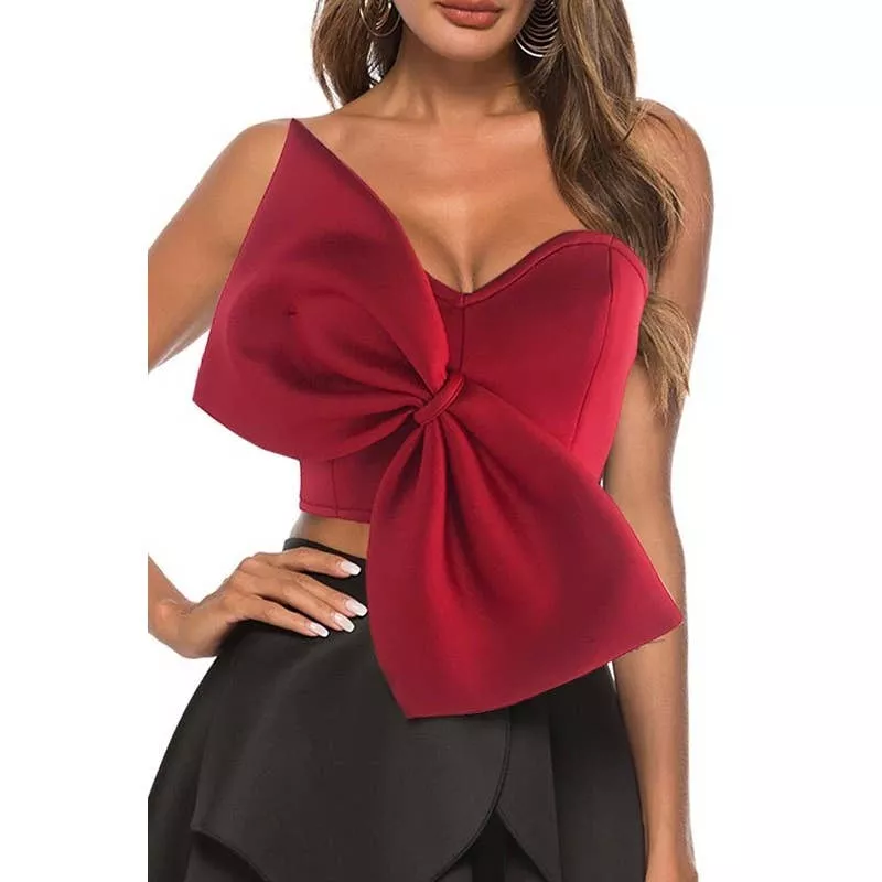 SEXY BOW WRAPPED CHEST WOMEN TOPS