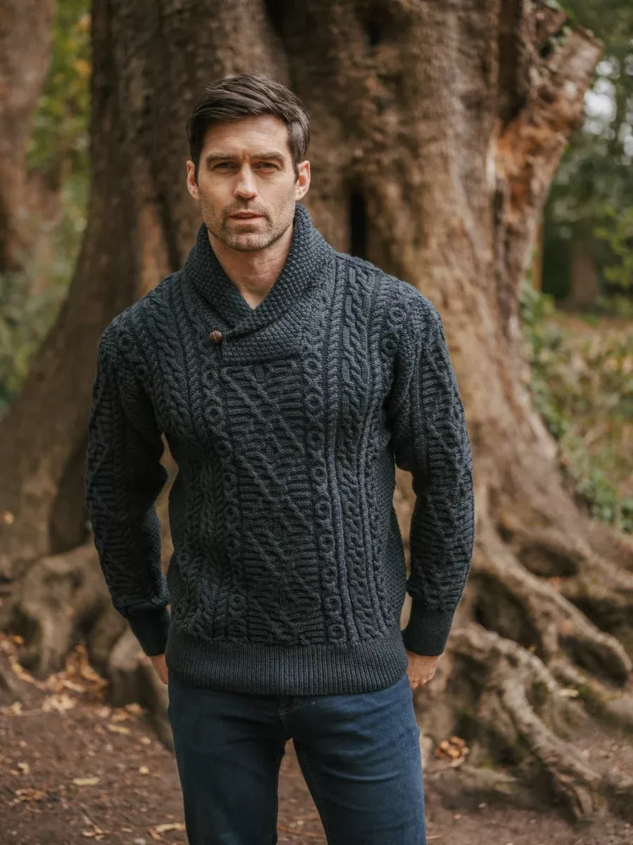Shawl Neck Aran Sweater Blackwatch