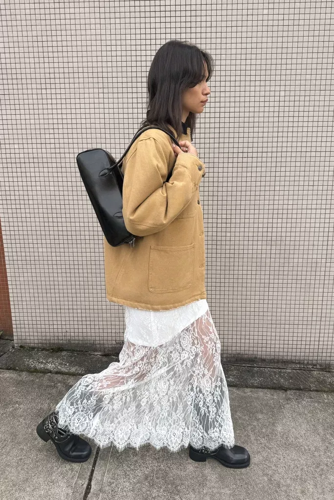 SHEER LAYERED LACE MAXI SKIRT