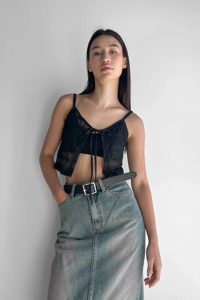 SHEER TANK WITH TIE FRONT