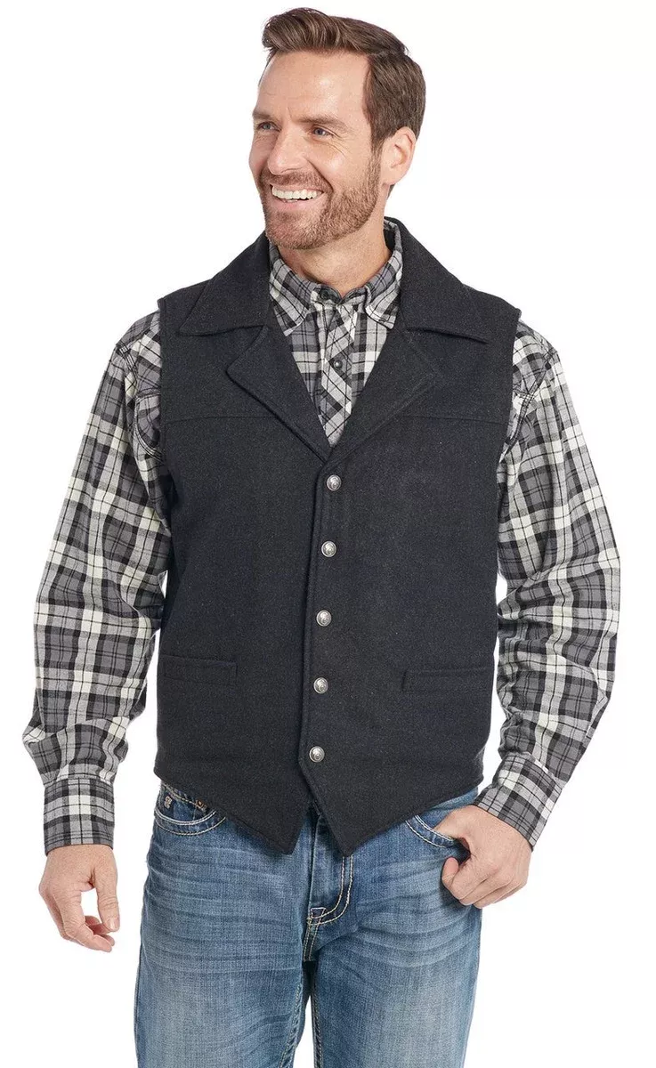 SIDRAN MENS WOOL MELTON SNAP FRONT COLLARED VEST WITH CONCEALED CARRY POCKET STYLE CR39066-F23-85