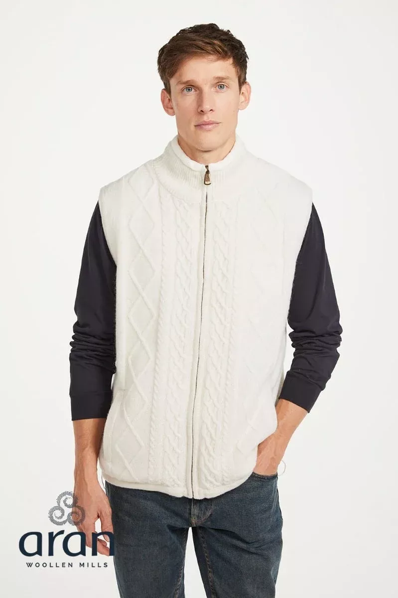 Sleeveless Lined Shetland Wool Cardigan