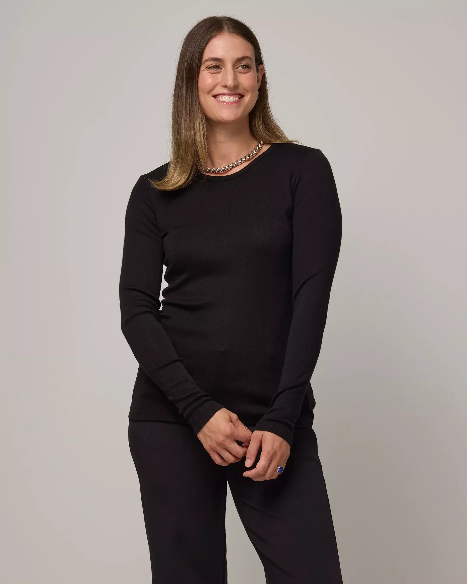 Sloan Pointelle Fitted Tee