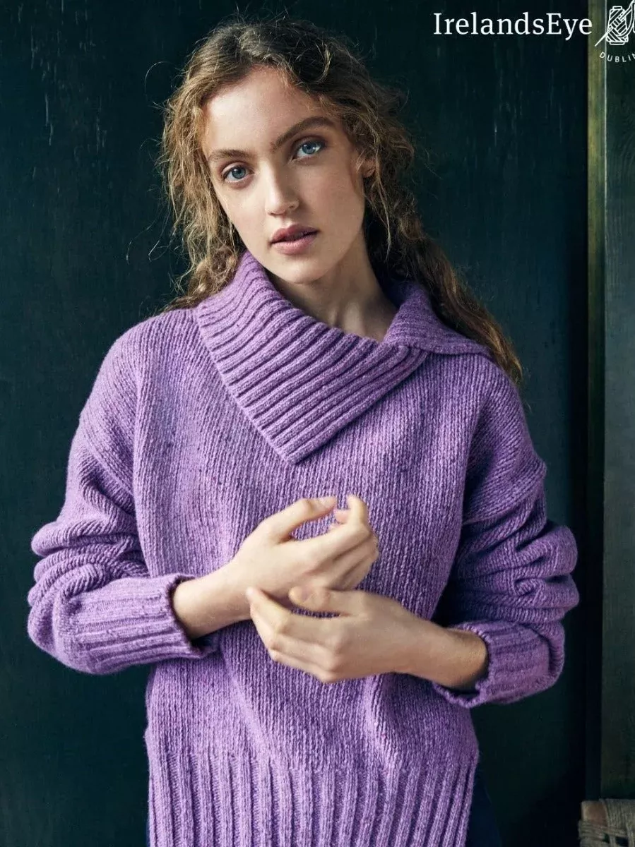 Slouchy Funnel Neck Sweater Lilac