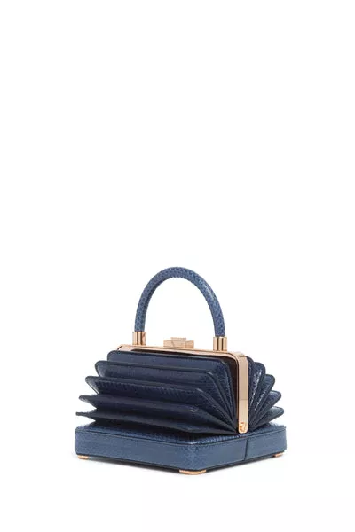 Small Diana Bag in Navy Snakeskin