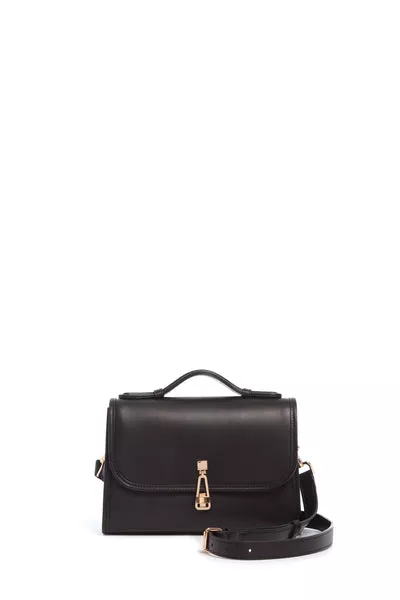 Small Leonora Flap Bag in Black Leather