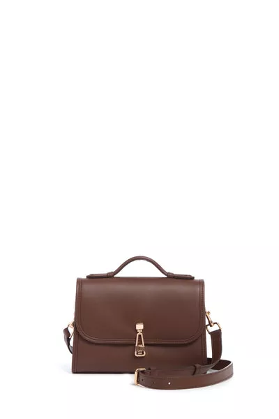 Small Leonora Flap Bag in Chocolate Leather