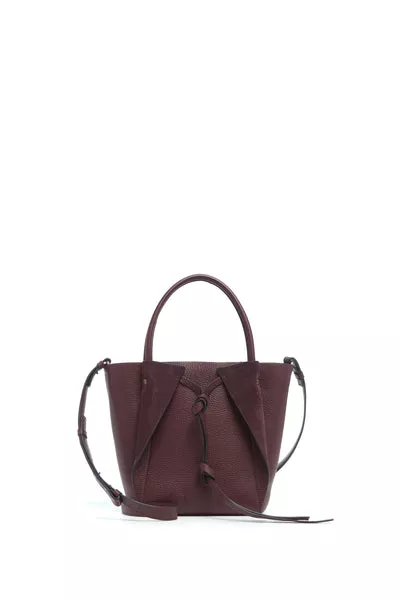 Small Marija Tote Bag in Bordeaux Textured Leather