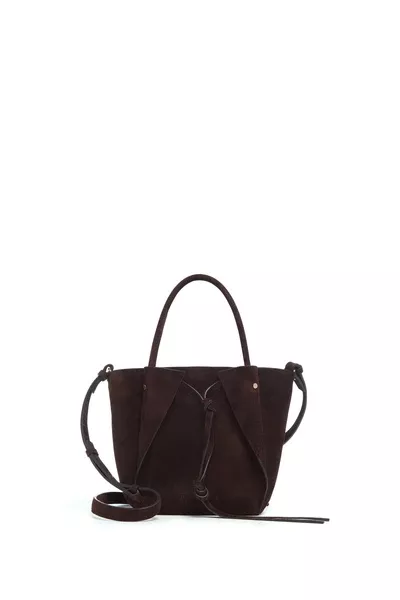 Small Marija Tote Bag in Chocolate Suede
