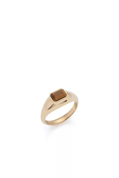 Small Ring in 18K Yellow Gold & Tiger's Eye Stone