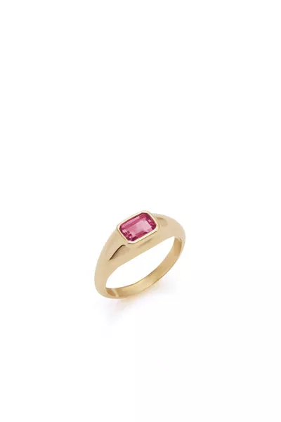 Small Ring in 18K Yellow Gold & Tourmaline Stone