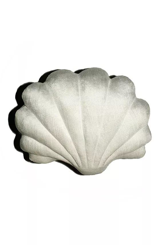 Small White Velvet Shell Pillow