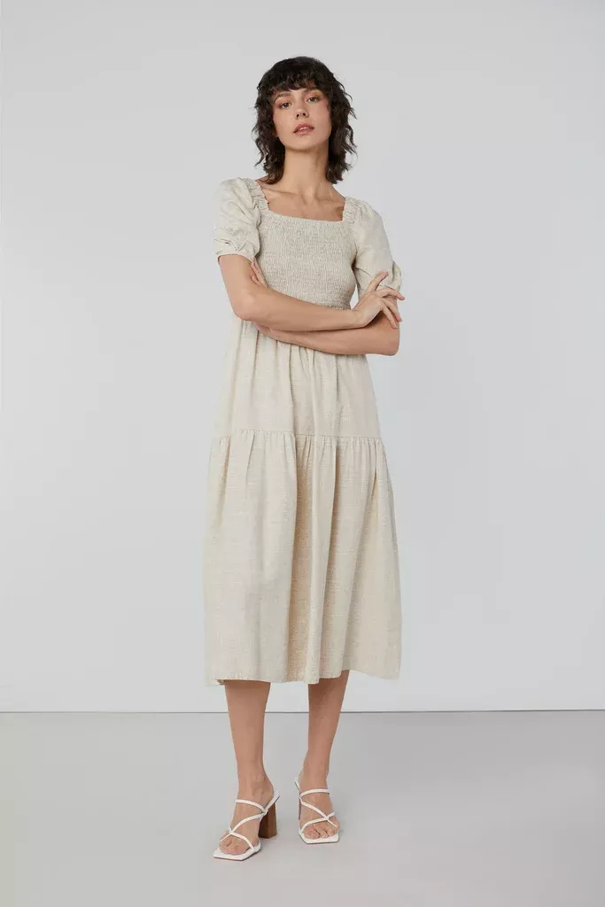 SMOCKED TIERED DRESS