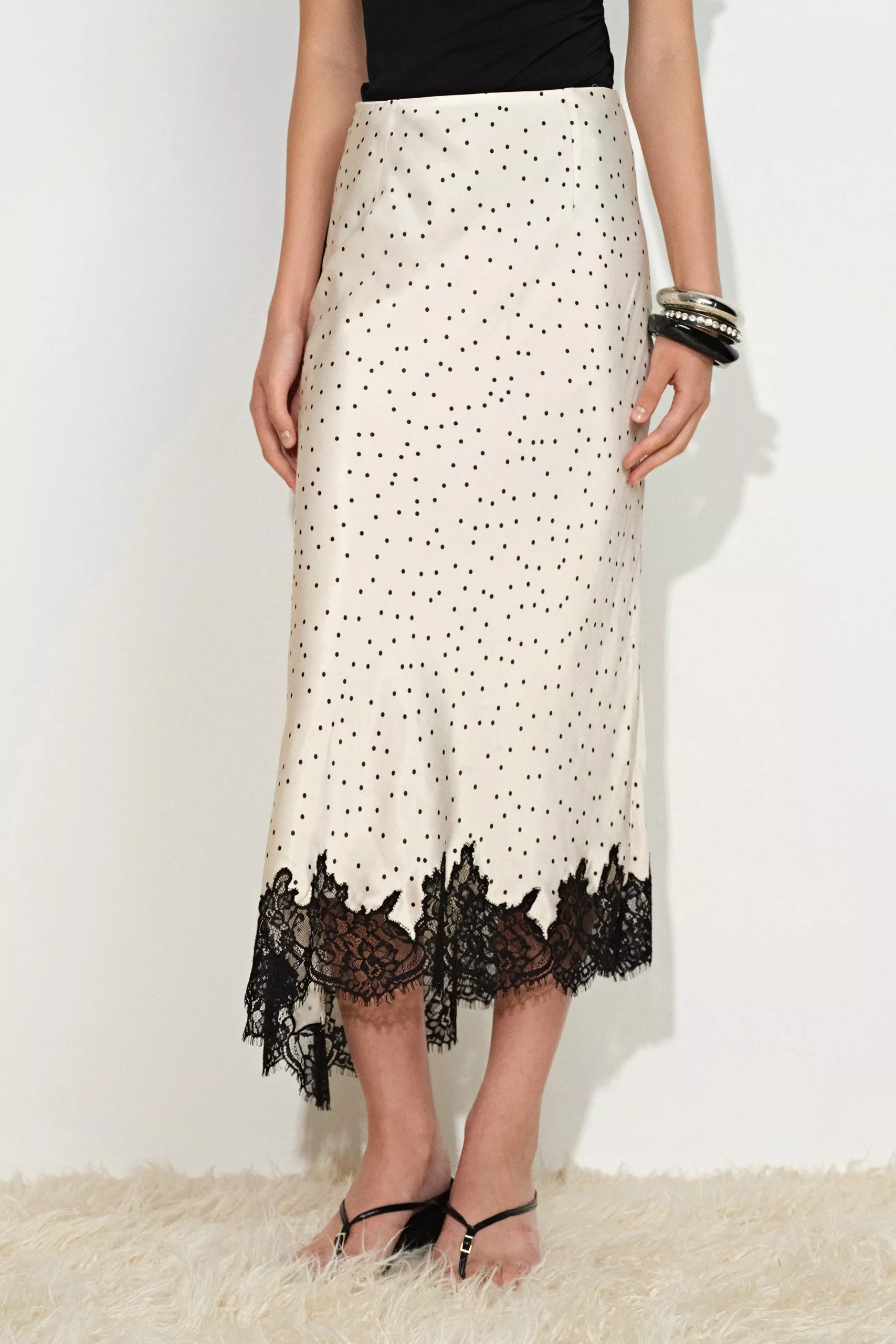 Sonnet Polka Dot Lace Trim Skirt