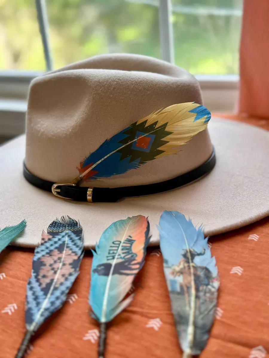 Southwestern Diamond Hat Feather - Western Hat Accessory