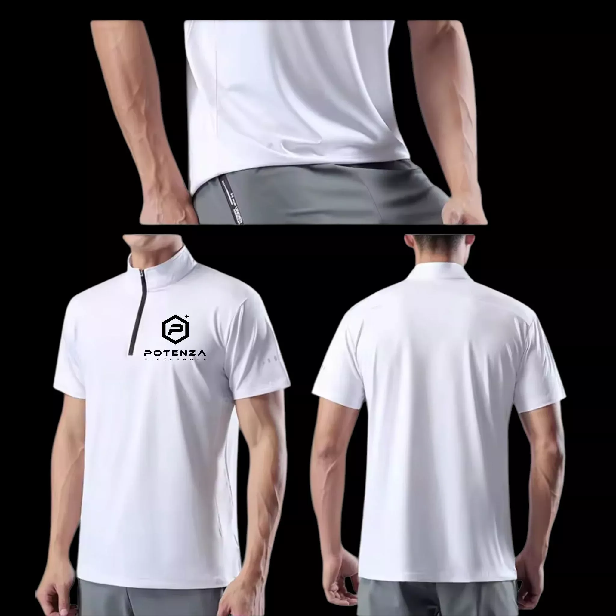Sport Athletic Polo (Quarter Zip Collar) WHITE