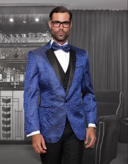 Statement One Chest Pocket Suits Royal blue suit