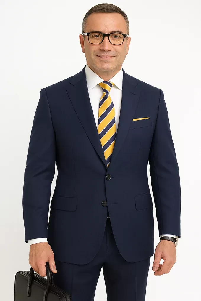 Statement Suits - Wool Suits - Peak Lapel Suits - Ticket Pocket - Modern Fit - Blue Suit