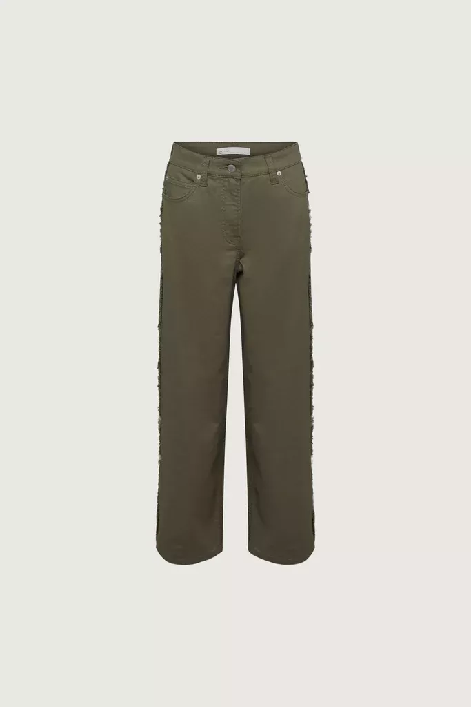 STRAIGHT LEG TWILL PANT WITH FRAYED SIDES