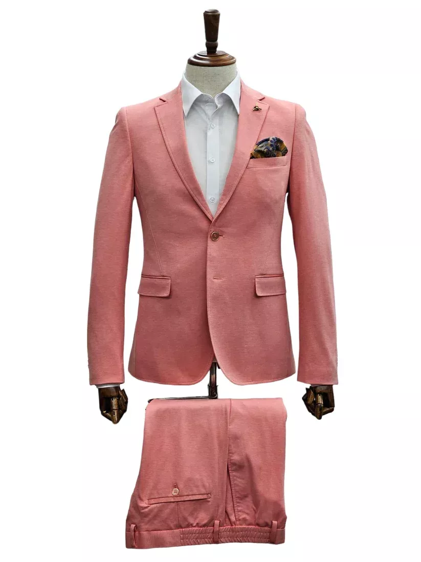 Stretch Fabric - Slim Fitted Suit - "Salmon" Light Weight Suit - "Style #"