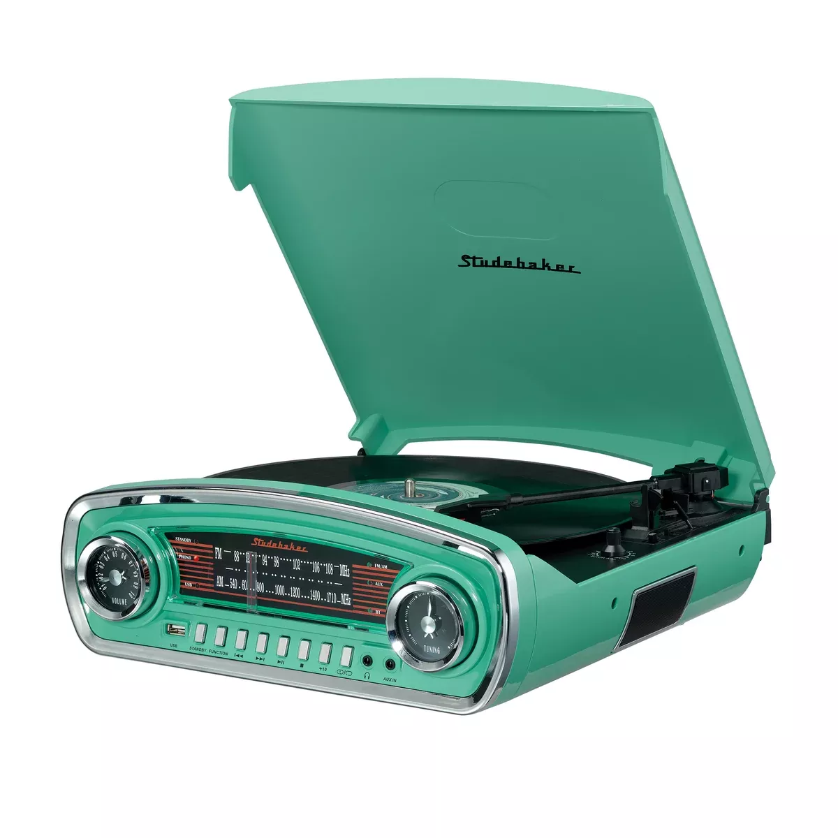 Studebaker 3-Speed Turntable with Bluetooth Receiver and AM/FM Radio