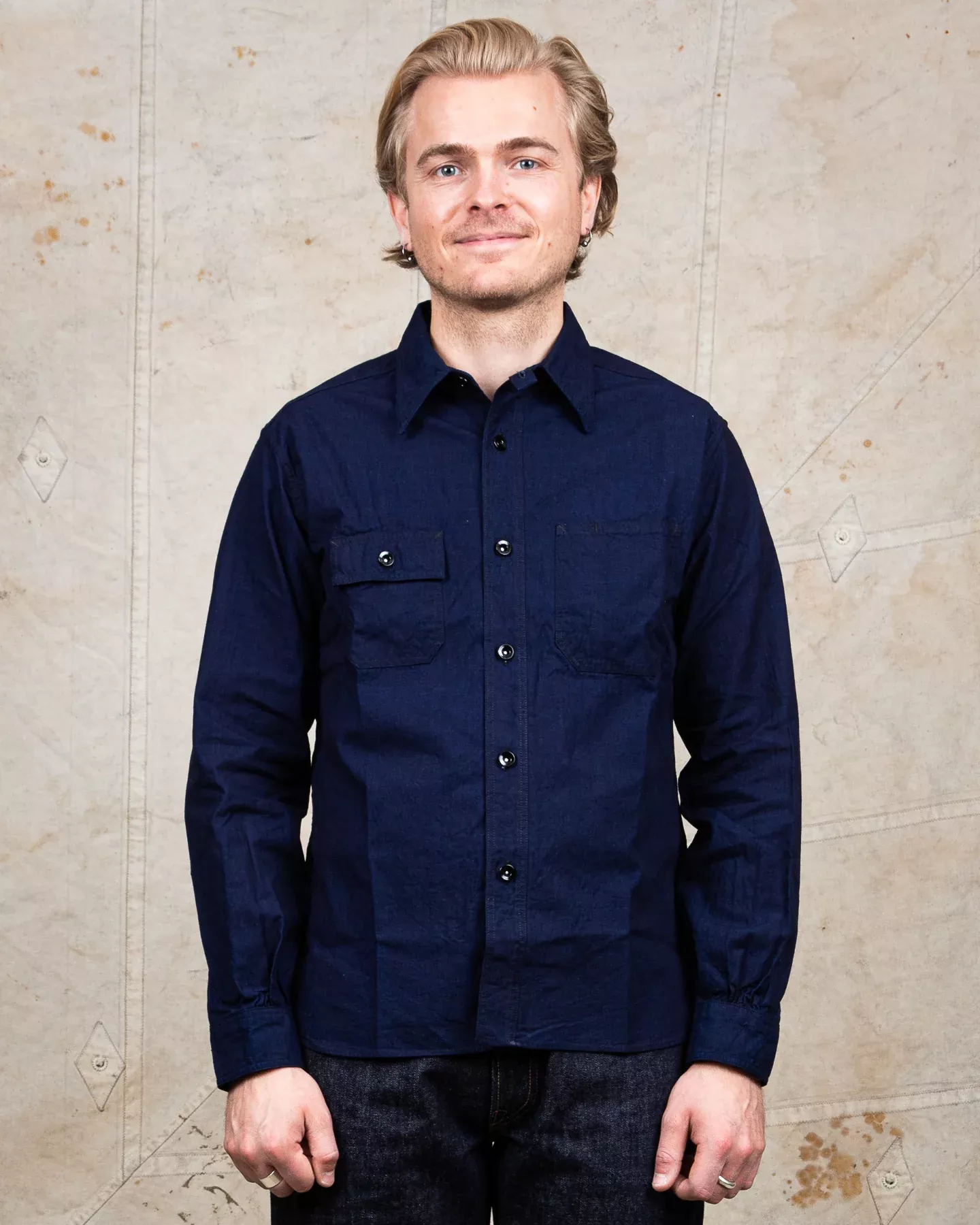 Sugar Cane & Co Fiction Romance 6oz. Indigo Chambray Work Shirt
