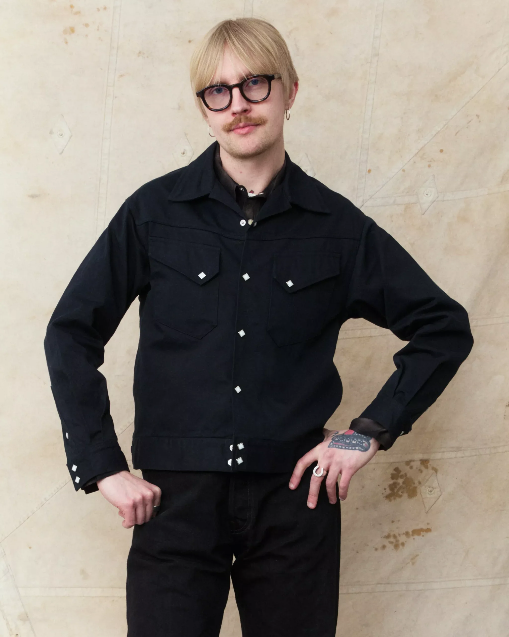Sugar Cane & Co Satin Western Jacket Black SC15906