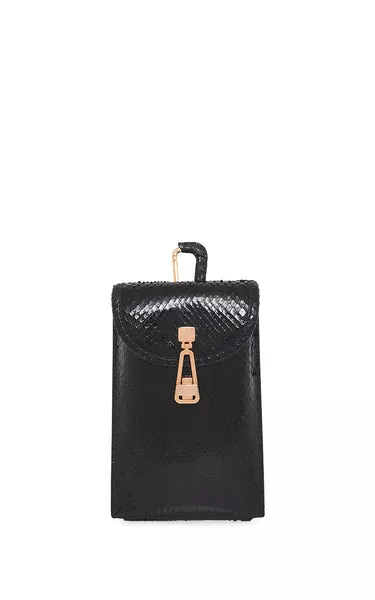 Sunglasses Pouch in Black Snakeskin