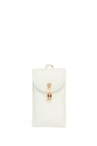 Sunglasses Pouch in Ivory Textured Leather