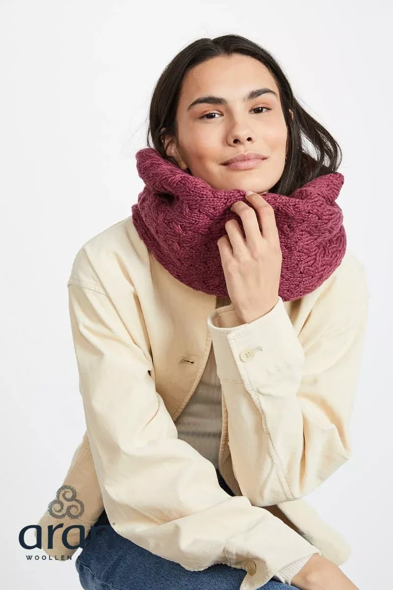 Super Soft Aran Snood Rasberry Marl