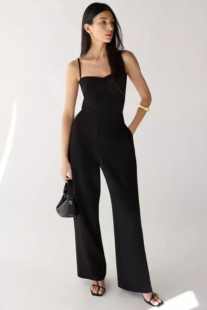 SWEETHEART NECKLINE STRAIGHT LEG JUMPSUIT
