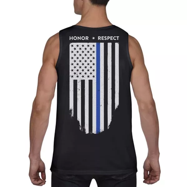 Tank - Thin Blue Line American Flag - HONOR & RESPECT