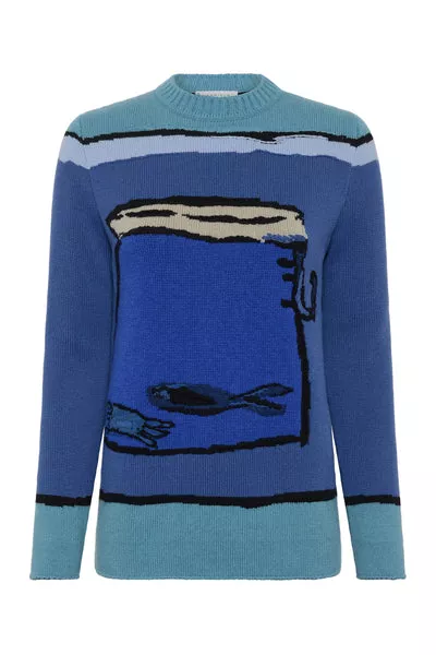 Tarikel Knit Sweater in Water Multi Cashmere