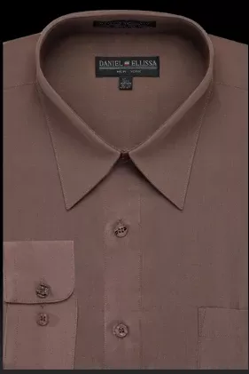 "Taupe Men's Regular Fit Dress Shirt - Basic Style"
