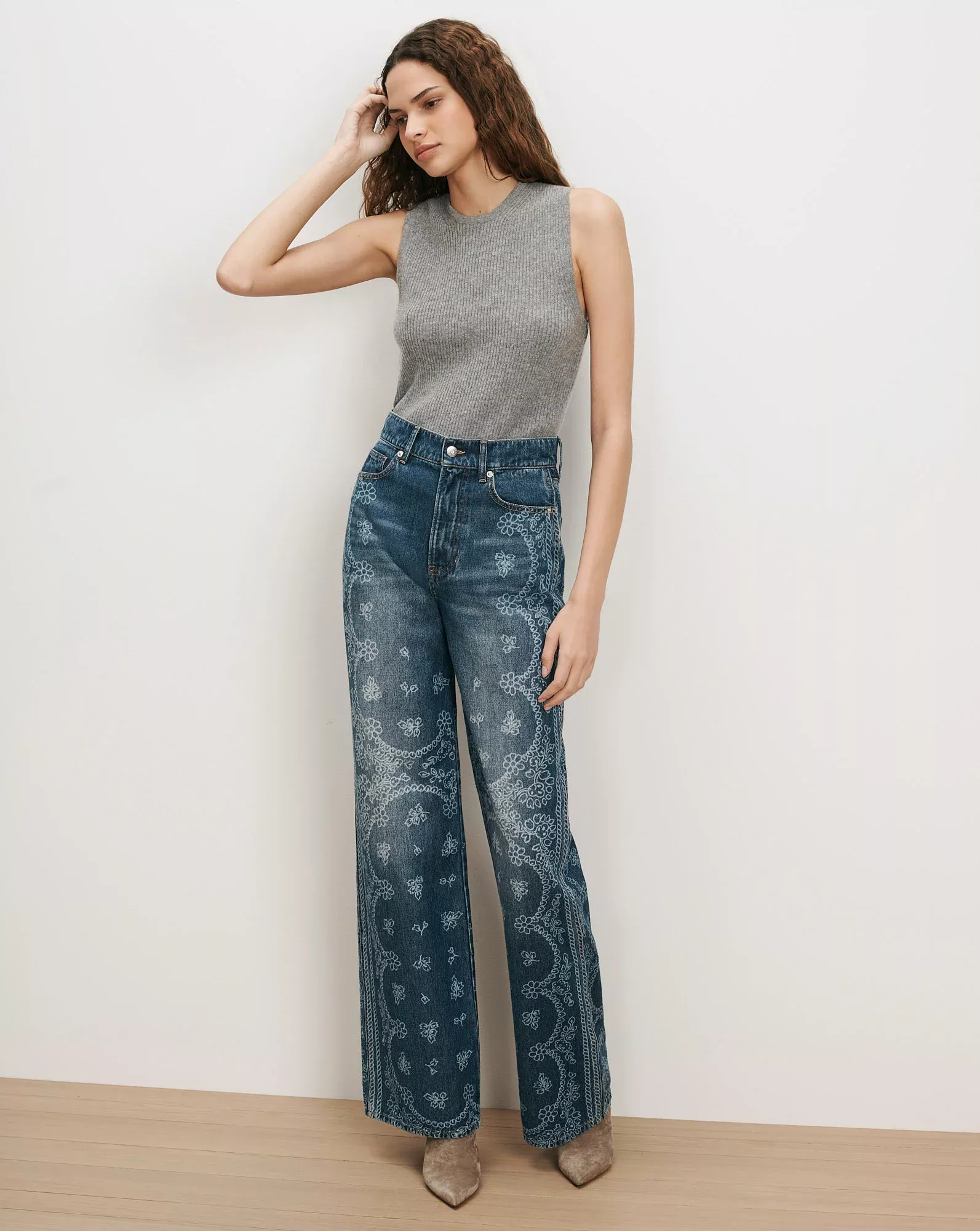 Taylor Bandana Wide-Leg Jean