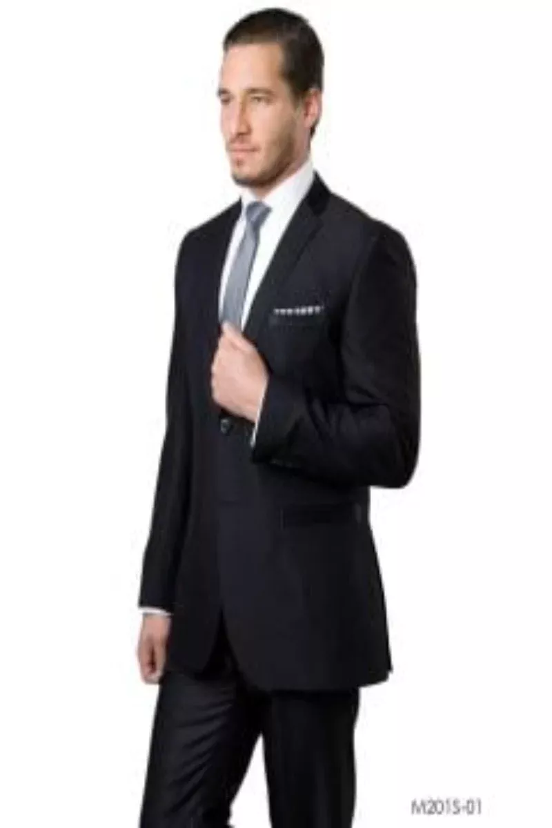 Tazio Men's 2pc Slim Fit Executive Suit in black - Solid Shine