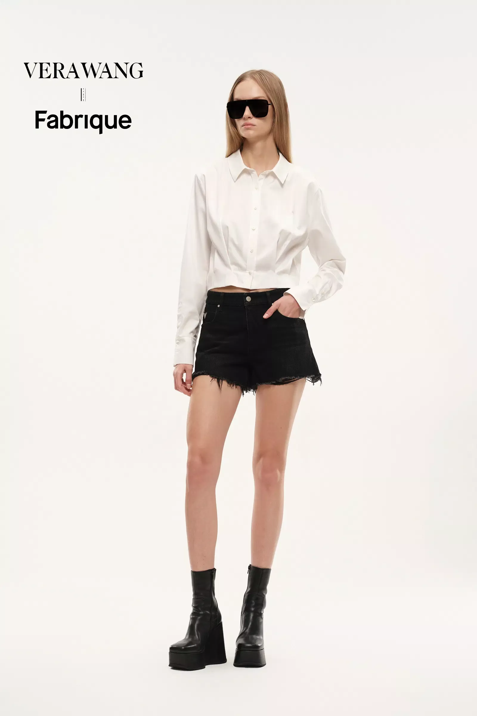 Tessera Pleated Crop Shirt in Cotton