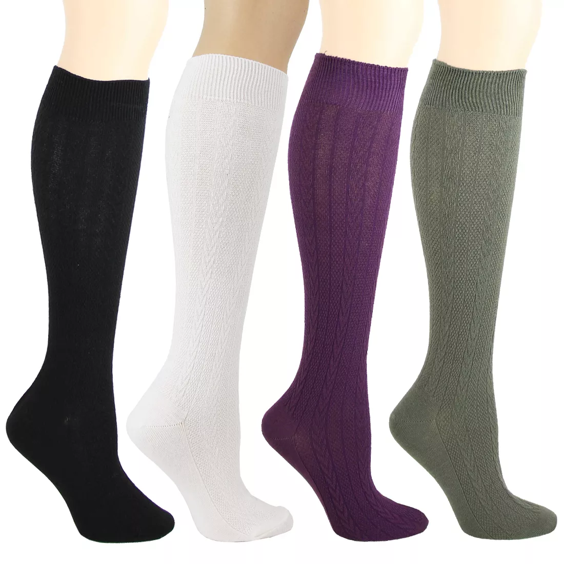 Textured Cable Knit Knee Socks