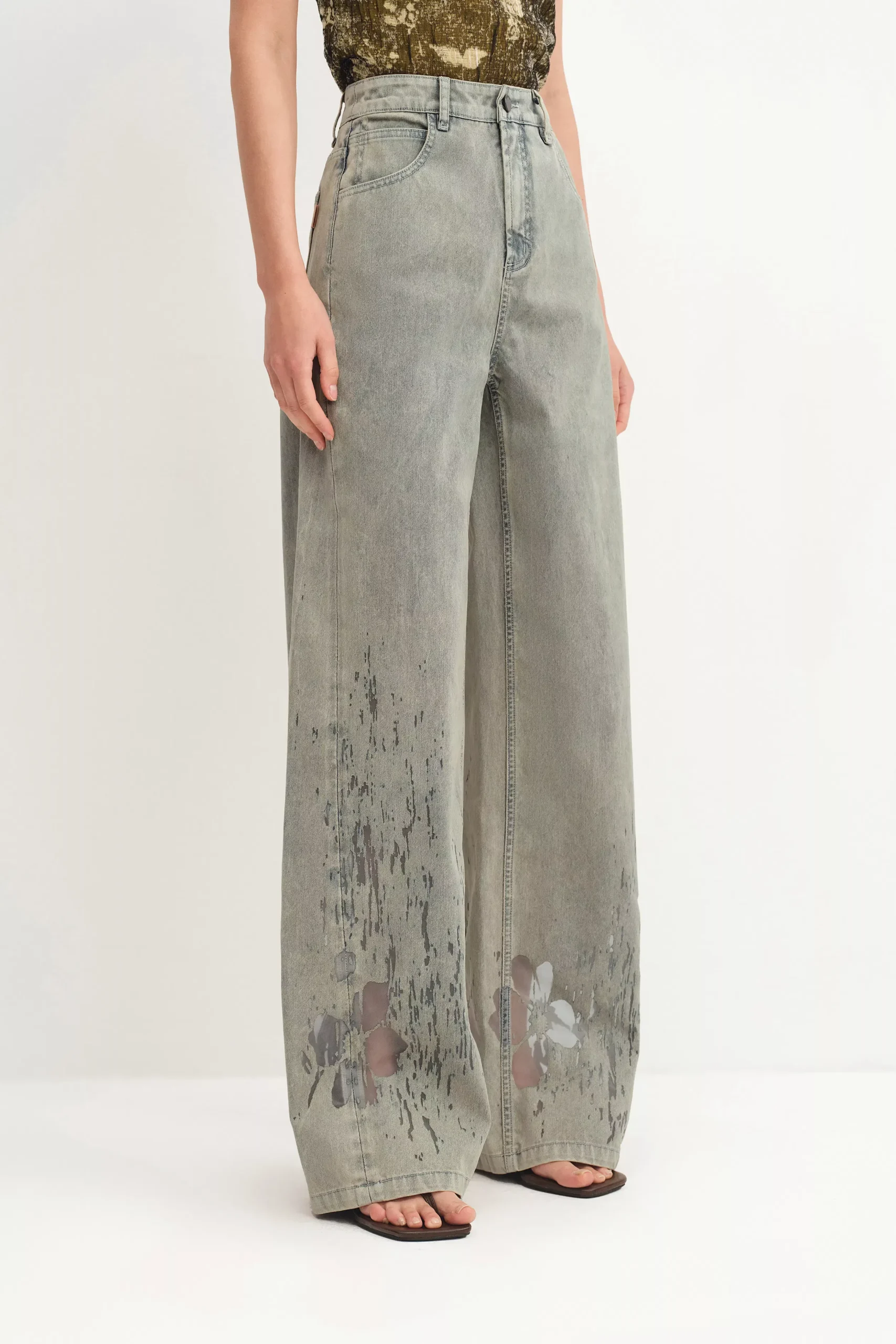 Thalia Devoré Jeans in Composite Denim