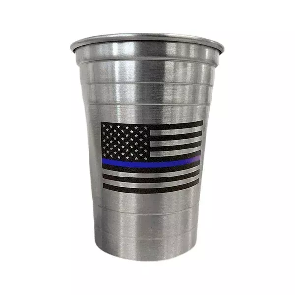 Thin Blue Line 16 Oz. Stainless Steel Cup