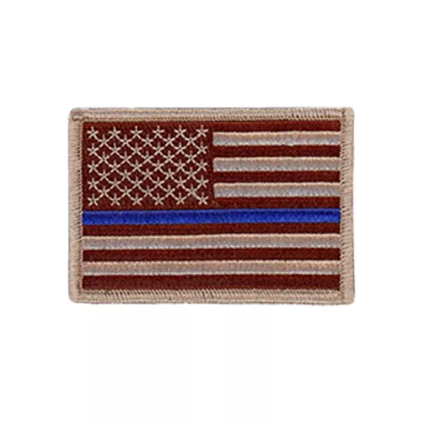 Thin Blue Line American Flag - Brown Hook-and-Loop Patch