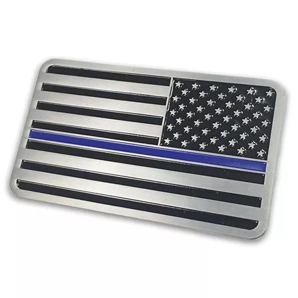 Thin Blue Line American Vehicle Emblem Reversed